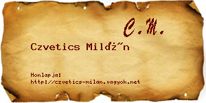 Czvetics Milán névjegykártya